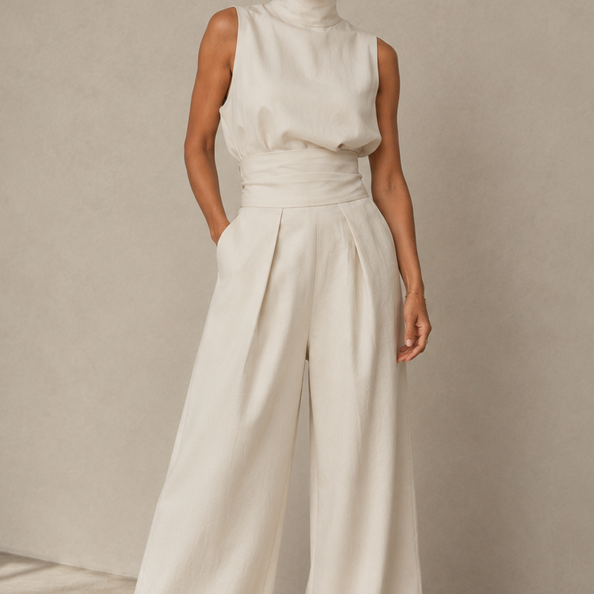 Women's High Neck Wide Leg Jumpsuit